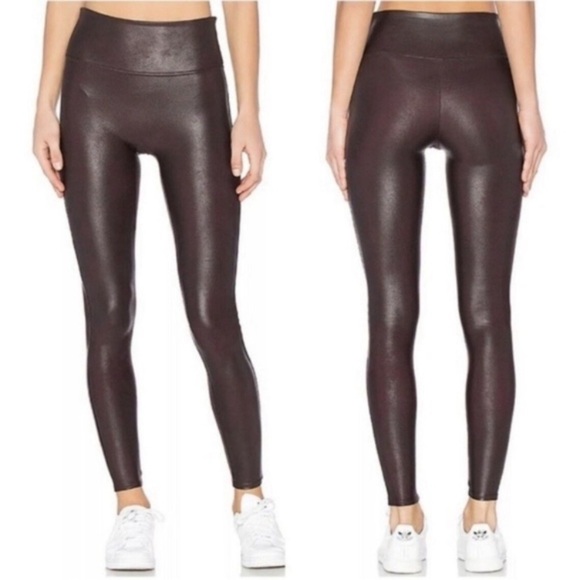 Spanx Faux Leather Leggings in Wine Size Small NWT New - Picture 2 of 16